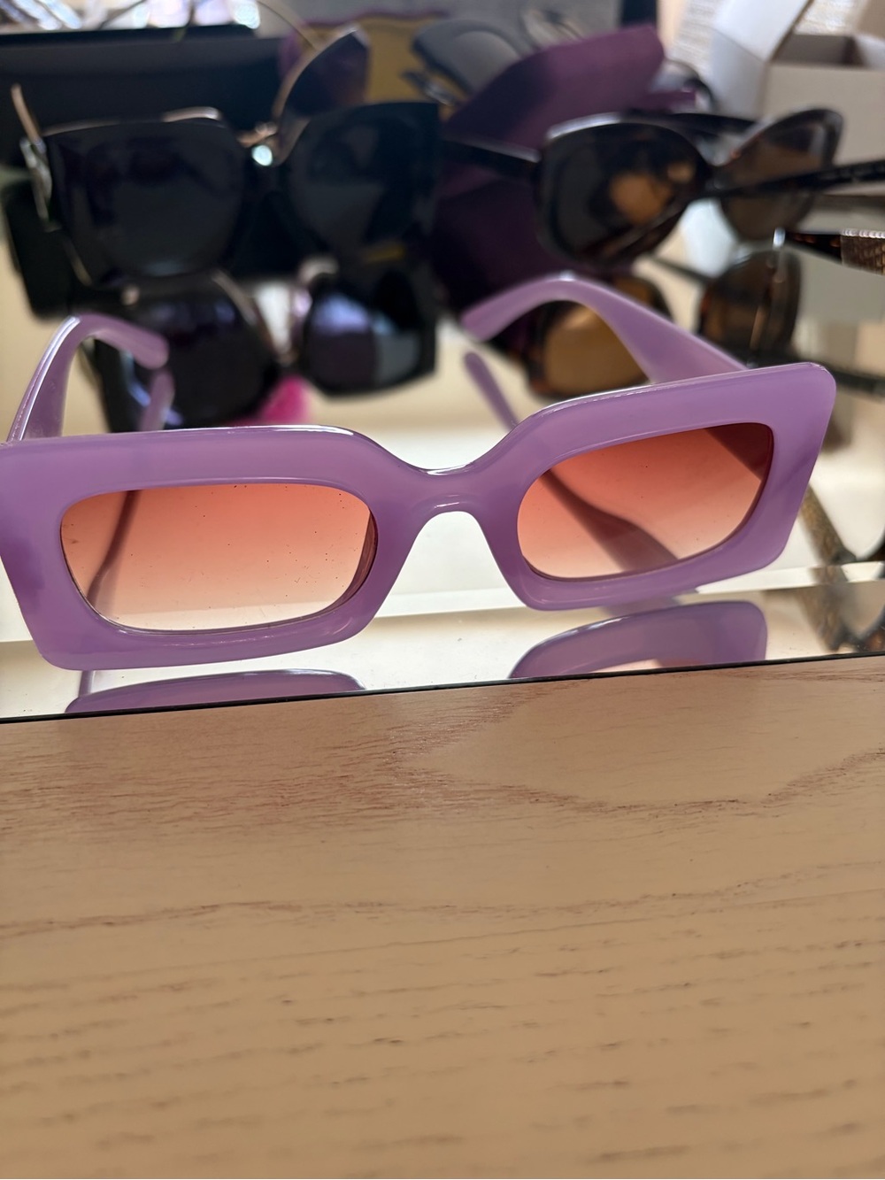 Purple Rectangular Women's Sunglasses - Fashion Accessory